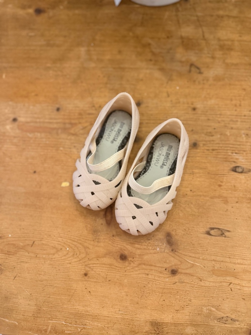 Mini Melissa Pale Pink Woven Jelly Mary Jane Sandals